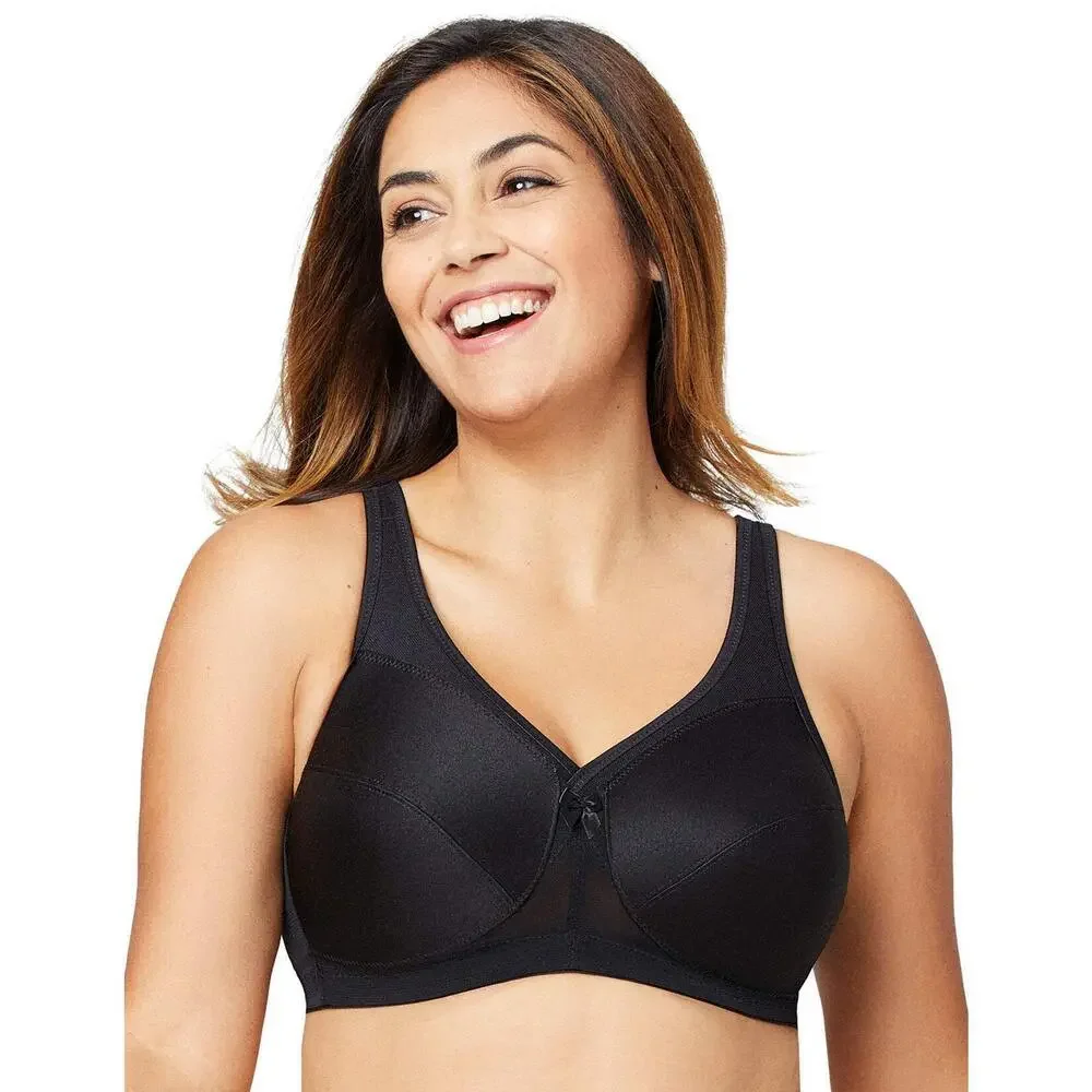 Glamorise Full Figure Plus Size Active Support Bra Wirefree Black 50H